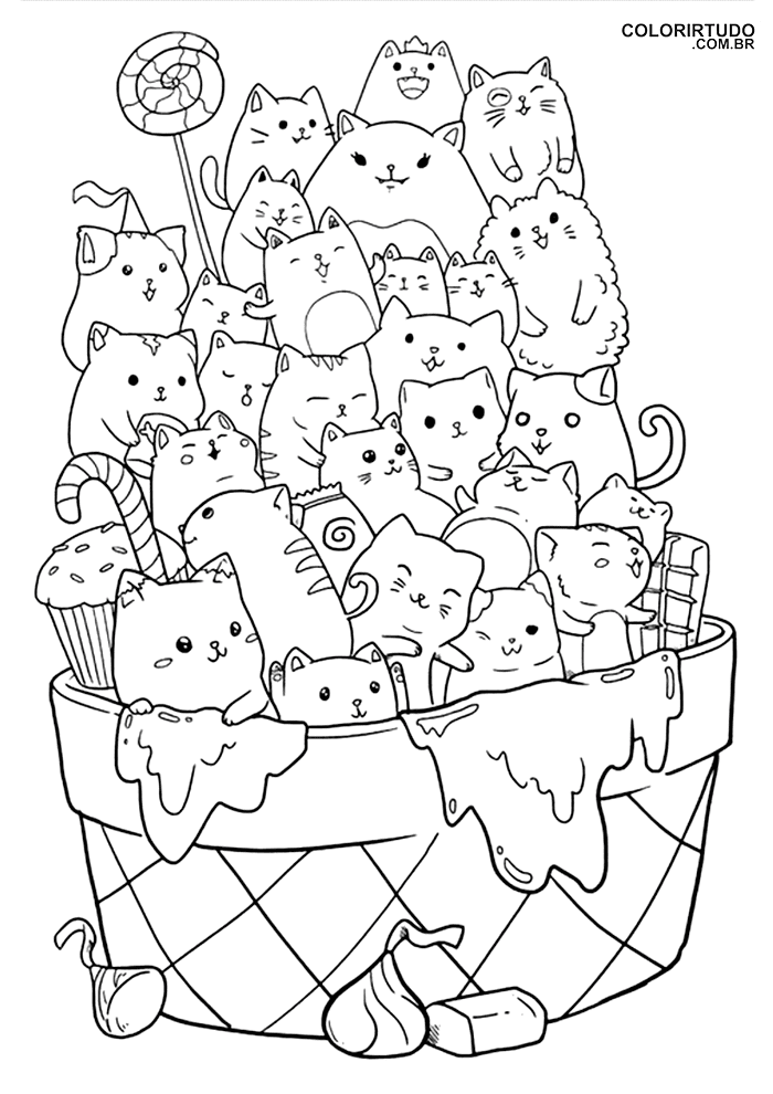 ▷ Desenhos de Gatos para colorir