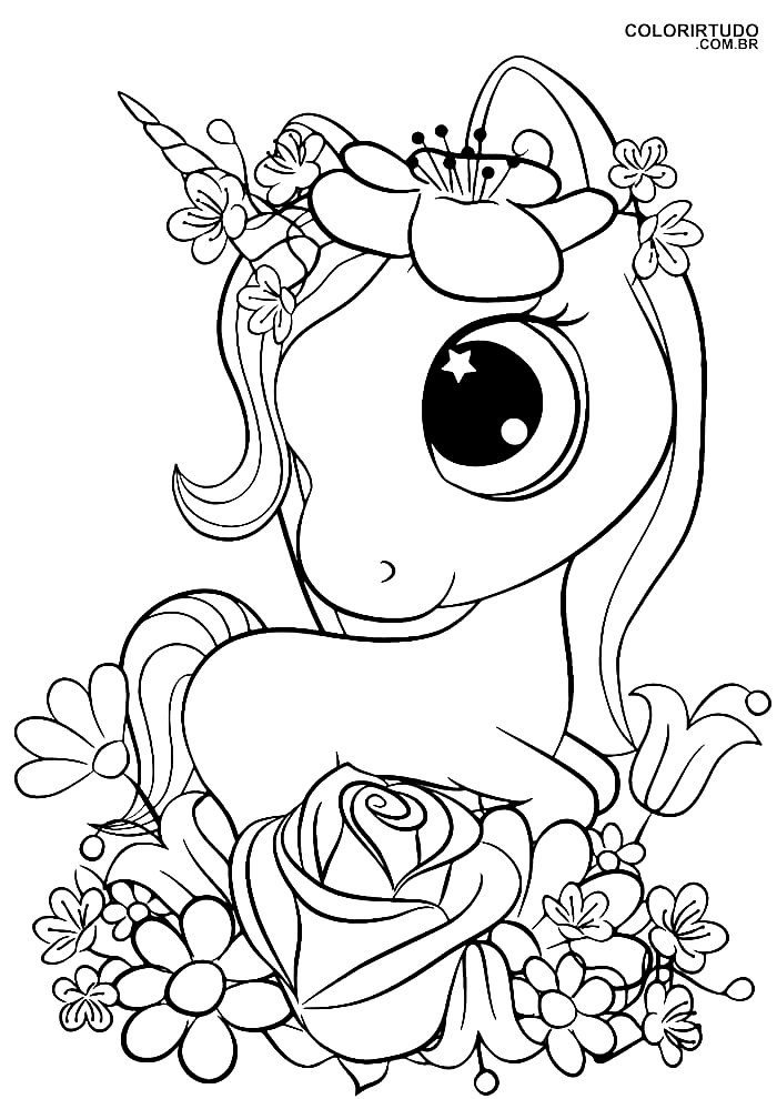 desenho kawaii unicornio colorir imprimir 1