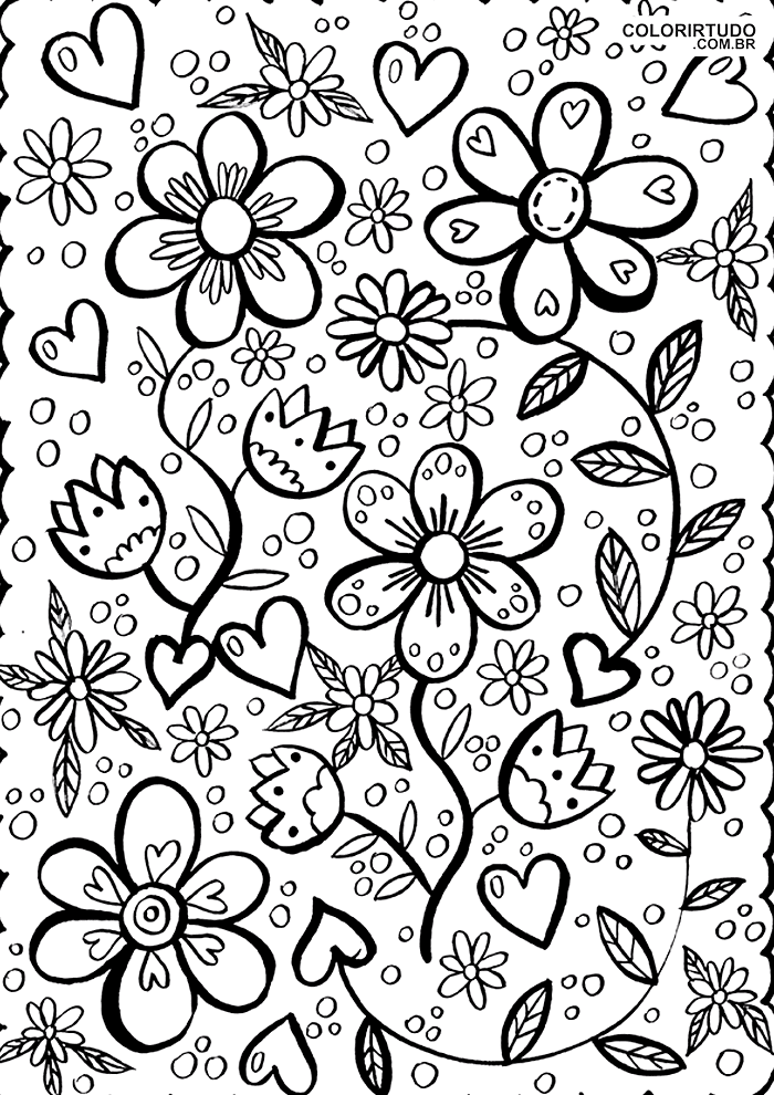 Desenhos de Jardim de Flores para Imprimir e Colorir