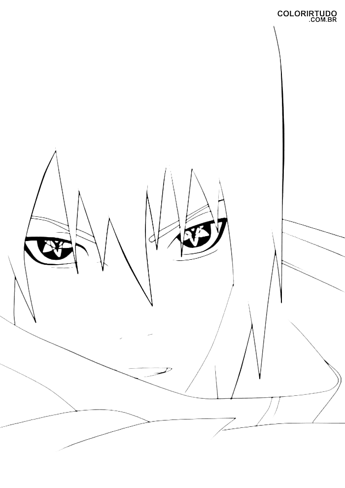 Desenho do Sasuke para colorir, imprimir e pintar