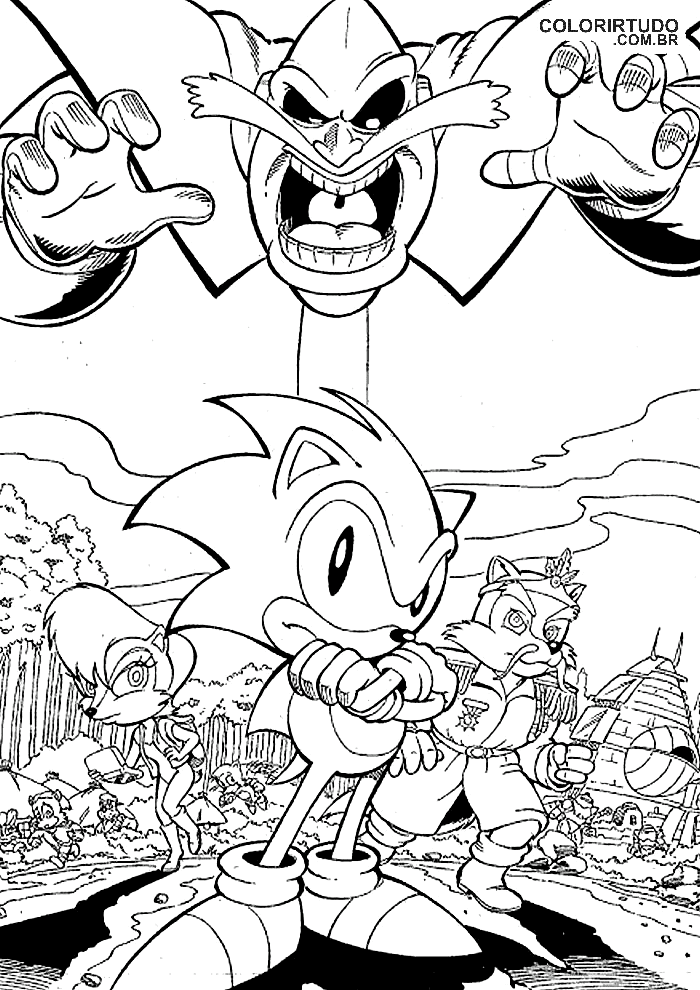 Sonic desenho para colorir