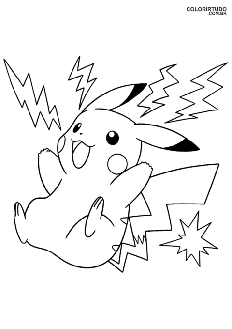 Coloriage Pikachu Thunder Shock Pikachu à imprimer