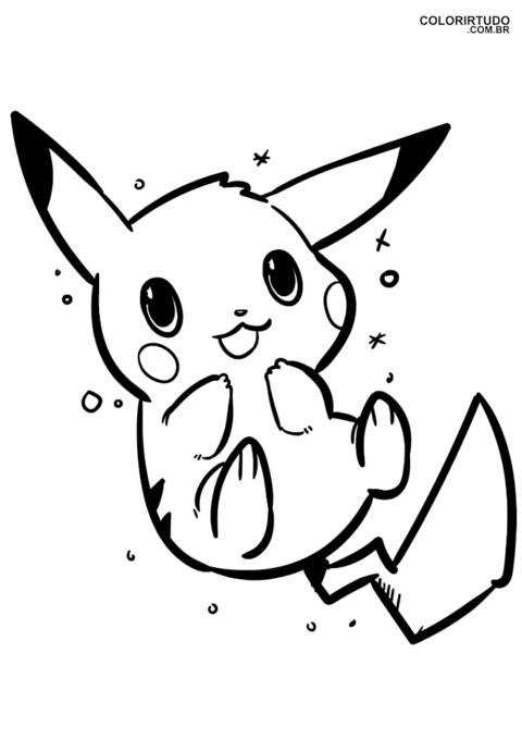 Desenho Pikachu para colorir pikachu kawaii fofo para imprimir