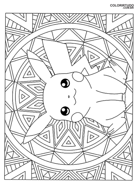 Desenho Pikachu para colorir pikachu mosaico para imprimir