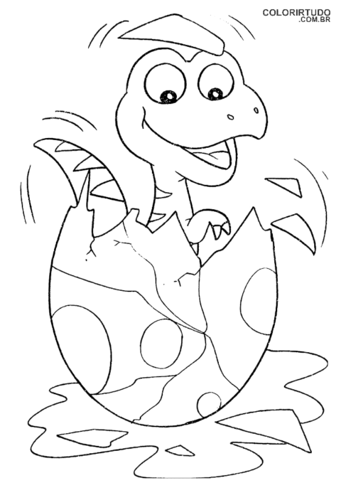 Desenho de dinossauro para colorir dinossauro no ovo para imprimir