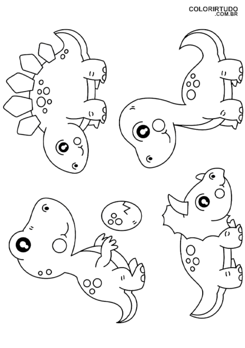 Coloriage dinosaure stégosaure t rex et tricératops mignon à imprimer