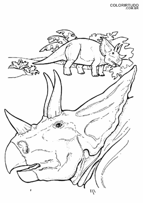 Coloriage de dinosaures famille tricératops à imprimer