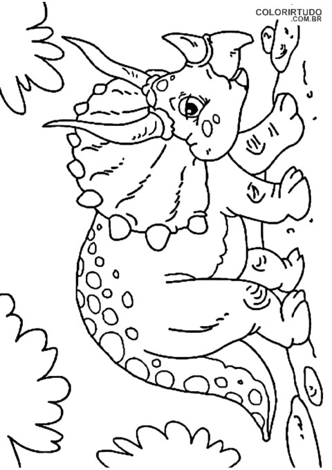 Coloriage dinosaure gros tricératops à imprimer