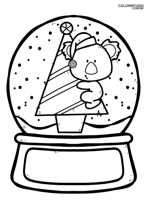 Desenho de globo de neve para colorir de natal e imprimir 14