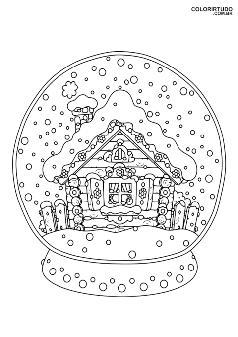 Desenho de globo de neve para colorir de natal e imprimir 9