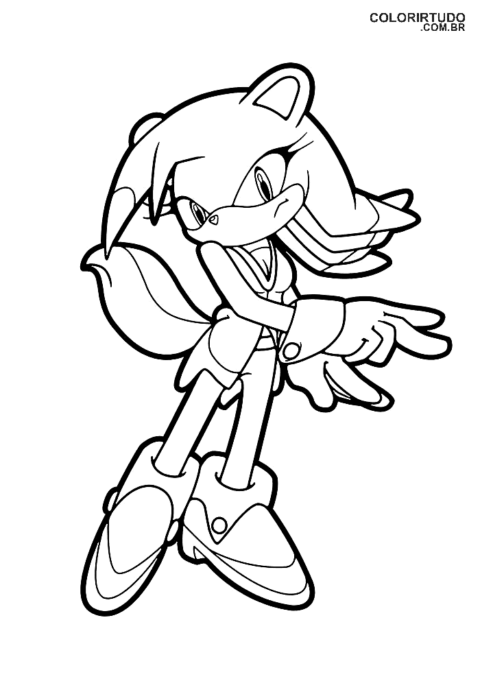 Desenho para colorir do Sonic Amy Rose para imprimir 2