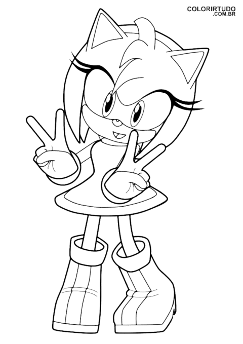 Desenho para colorir do Sonic Amy Rose para imprimir 3
