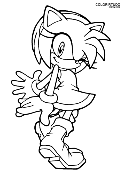 Desenho para colorir do Sonic Amy Rose para imprimir
