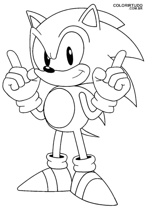 Desenho para colorir do Sonic Comemorando para imprimir