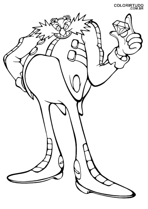 Desenho para colorir do Sonic Doutor Eggman diamante para imprimir