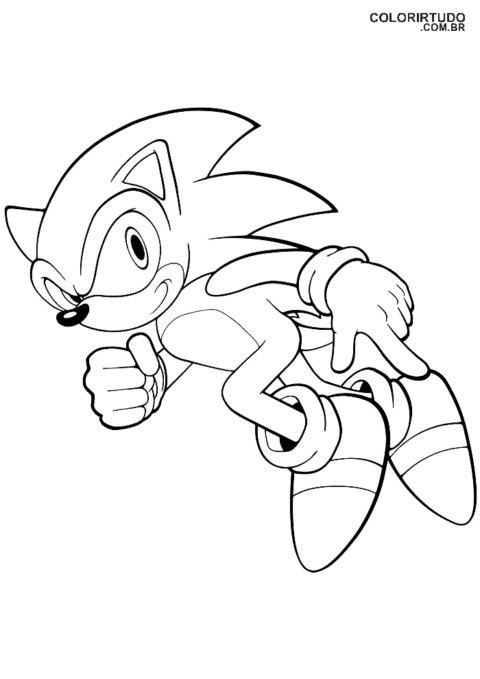 Desenho para colorir do Sonic correndo para imprimir
