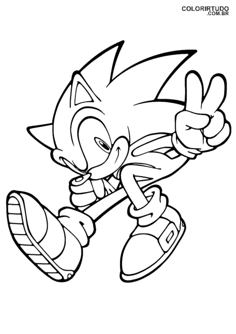 Desenho para colorir do Sonic paz e amor para imprimir