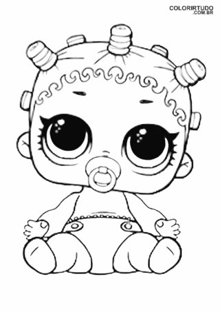 Dibujos para colorear LOL linda bebe lol surprise con chupete para imprimir
