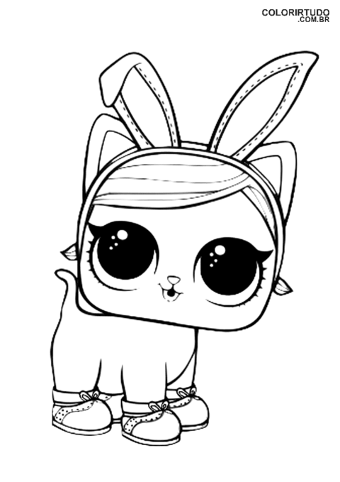 Desenhos LOL para colorir pet lol com orelhas de coelho para imprimir