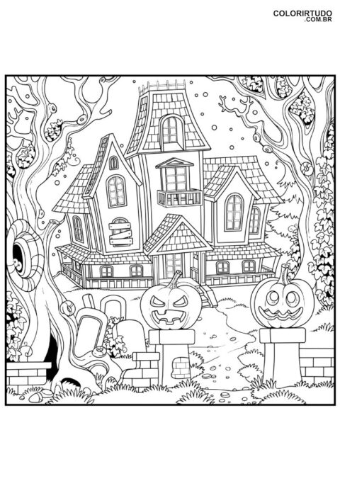 halloween coloring pages haunted house