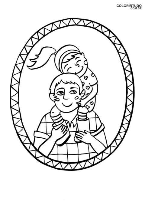 vaderdag kleurplaten vader draagt zijn zoon op zijn schouders om af te drukken