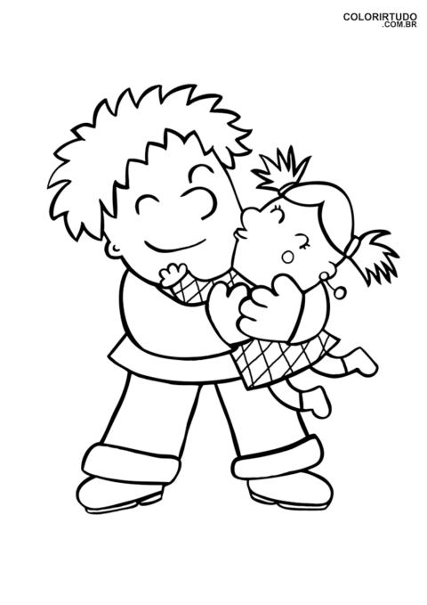 vaderdag kleurplaten vader knuffelt dochter om af te drukken