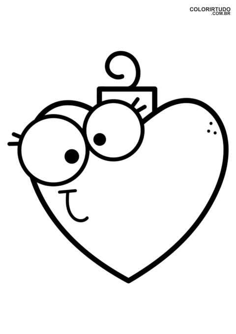 Desenho infantil colorir coração enfeite natal para imprimir