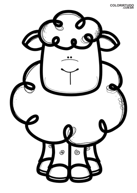 Children's drawing coloring sheep to print