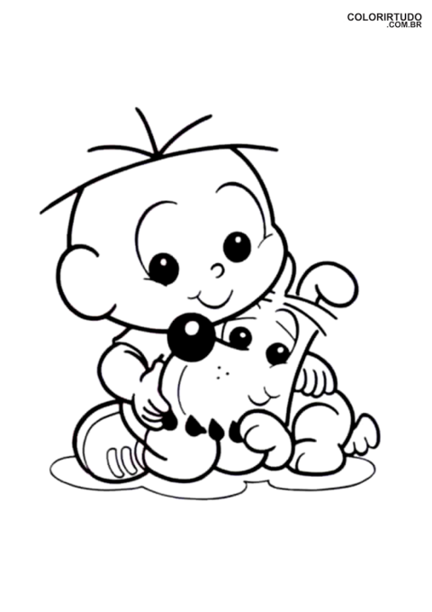 Desenho para colorir da Turma da Mônica baby bebe bidu e cebolinha