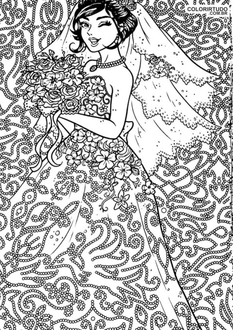 desenho para colorir da turma da mônica jovem casamento noiva