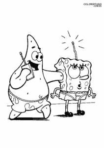 Pagina da colorare di SpongeBob e Patrick