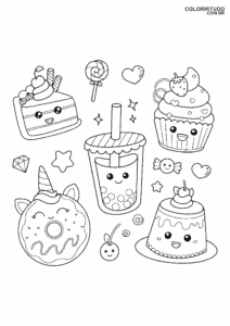 Dibujo Kawaii Comida Colorante Imprimir Pudín
