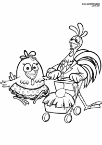 Página para colorear de la gallina moteada