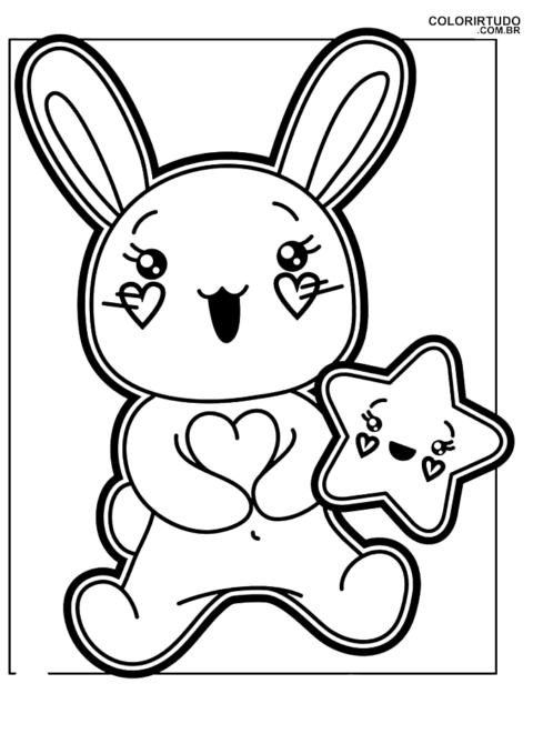 Desenho Para Colorir Kawaii Coelho