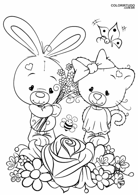 Desenho Para Colorir Kawaii Dia Dos Namorados