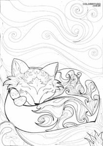 Kawaii schlafender Fuchs Malseite