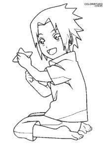Página para colorear de Sasuke para niños
