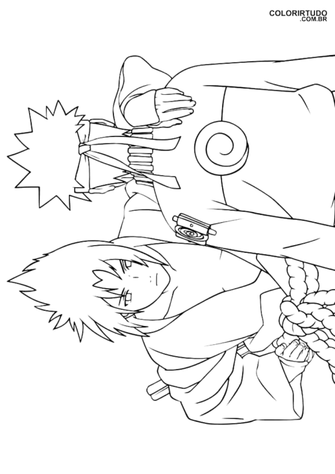 Sasuke i Naruto Przyjaciele Kolorowanka