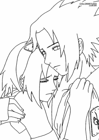 Pagina da colorare di Sasuke e Sakura