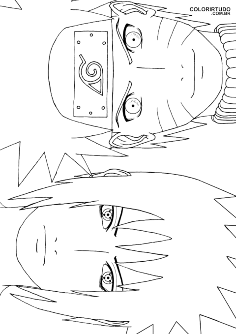 Sasuke i Naruto Rysunek do Wydrukowania i Pokolorowania