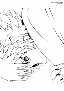 Dibujo de Sasuke y Jutsu de Invocación para Colorear