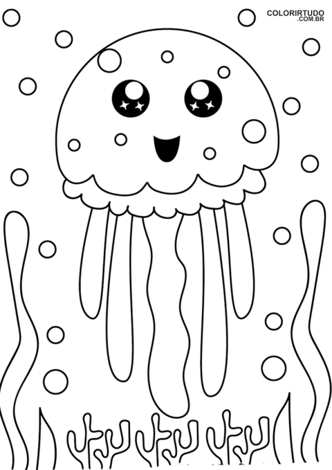 Grafische kleurplaat kawaii dieren 1