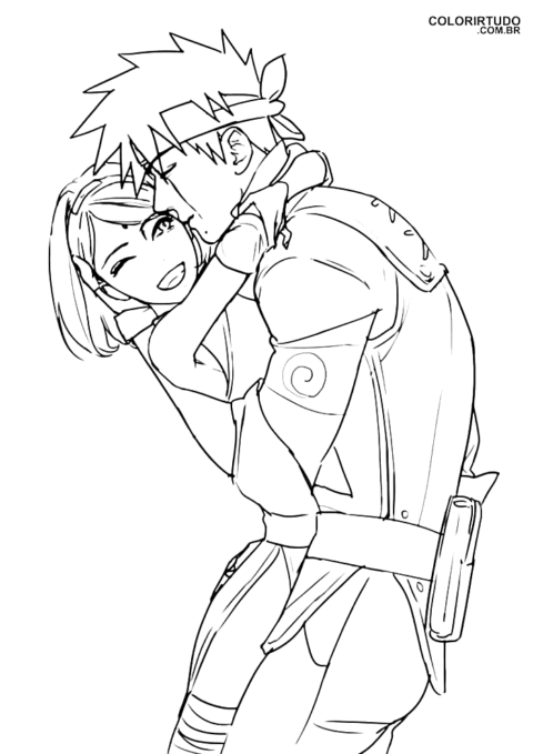 Ausmalbild: Sakura und Kakashi