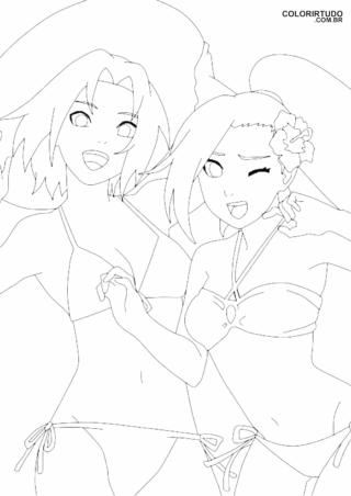 Pagine da colorare di Sakura e Hinata