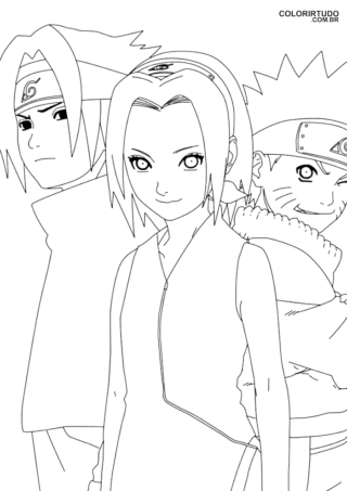 Pagine da colorare di Sakura Sasuke e Naruto