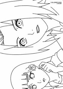 Sakura y Hinata para imprimir y colorear