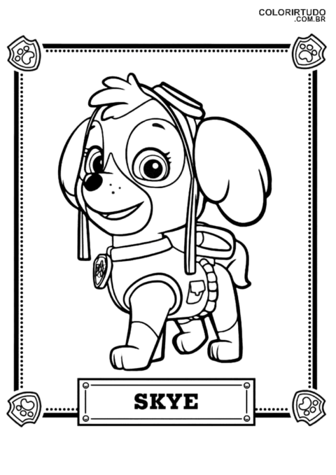 Skye Patrulha Canina Para Colorir
