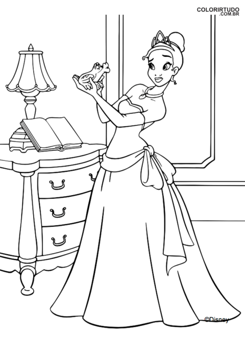 A Princesa E O Sapo Colorir