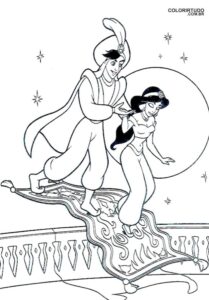 Página para colorear de Aladino