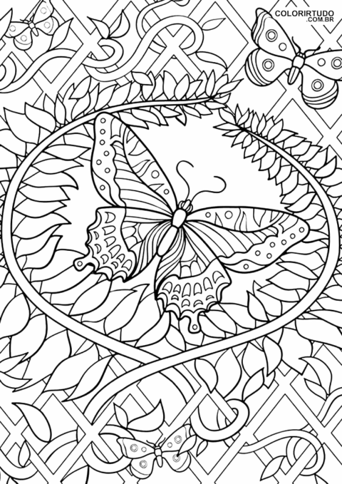 Borboletas E Flores Para Colorir